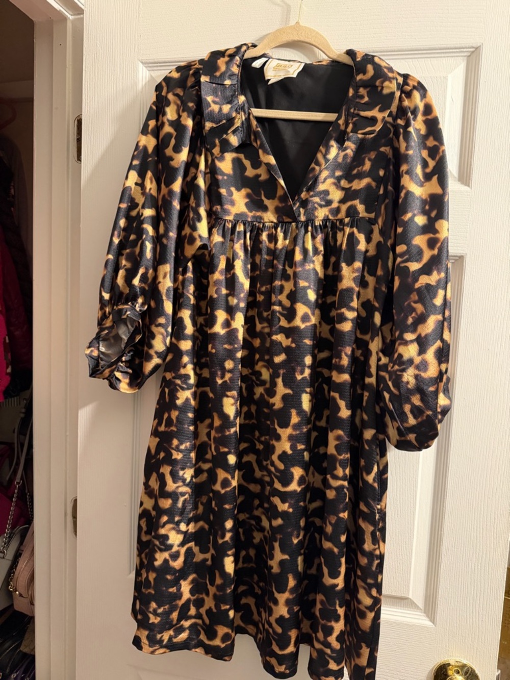 Emil Kikkarthy Leopard Satin Dress - Gold & Black